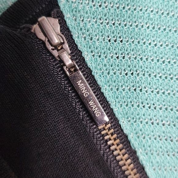 Ming Wang Full Zip Jacket Cardigan 3/4 Sleeves Mature Mint Green Black XL - Picture 3 of 13